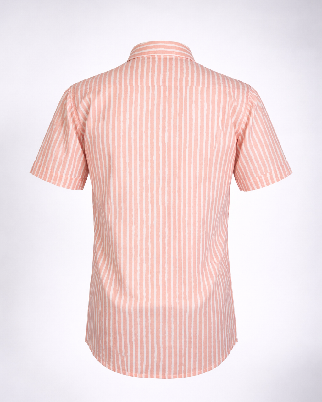 Soft Peach Handcrafted Stripe Cotton Shirt - Faboriq