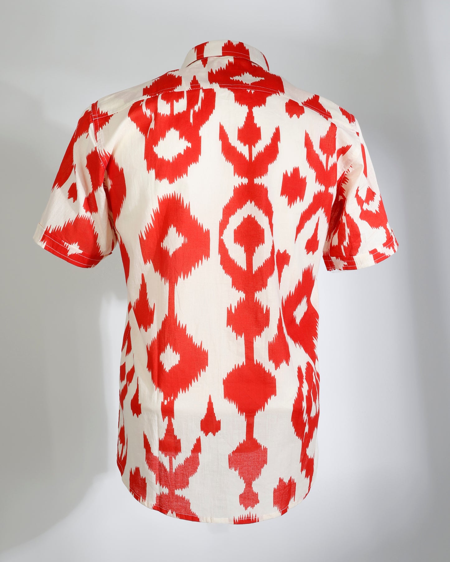 Red Ikat Cotton Shirt – Half Sleeve - Faboriq
