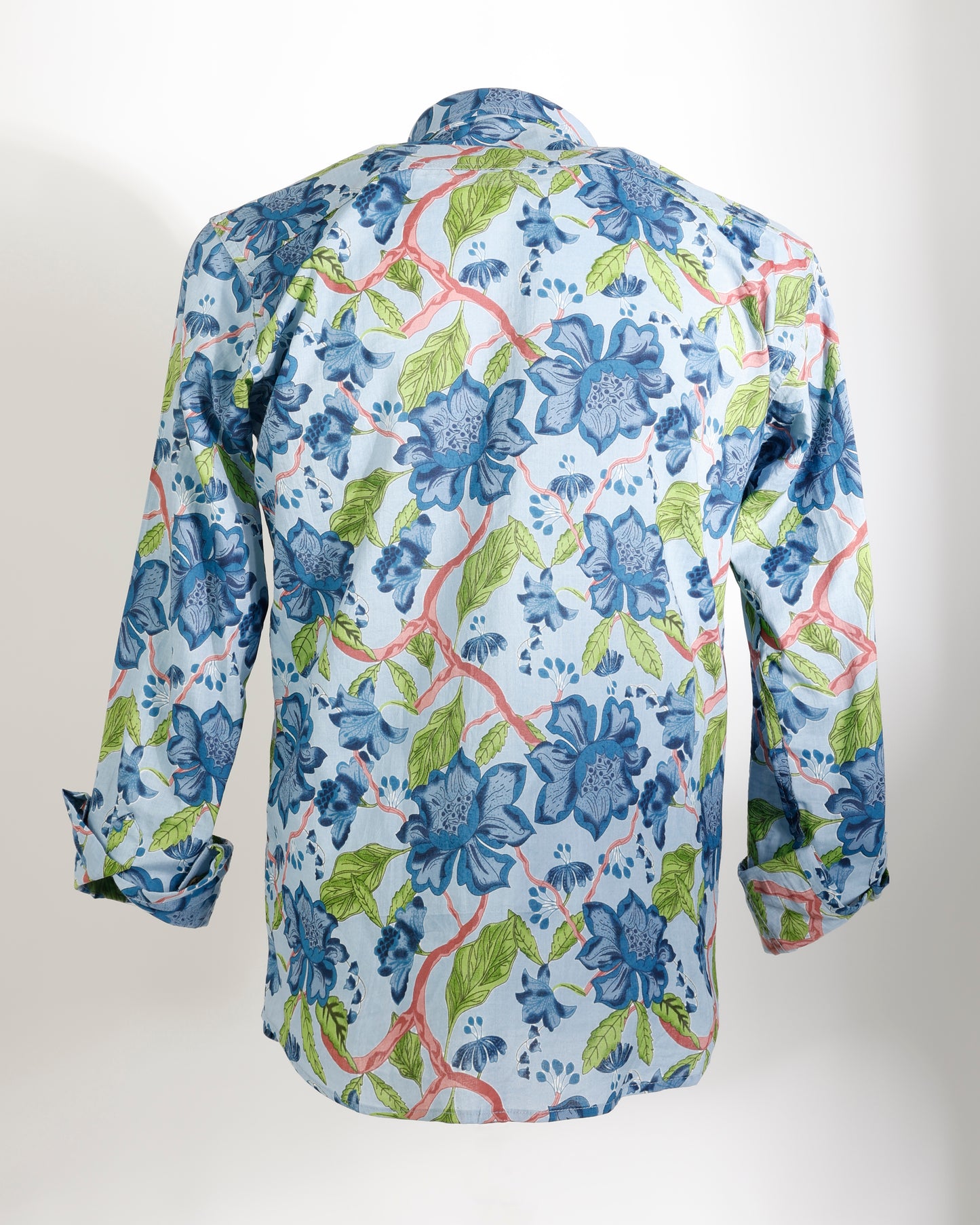 Azure Garden – Floral Cotton Shirt - Faboriq