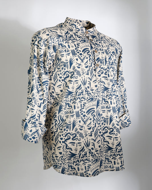 Abstract Muse – Contemporary Art Print Short Kurta - Faboriq