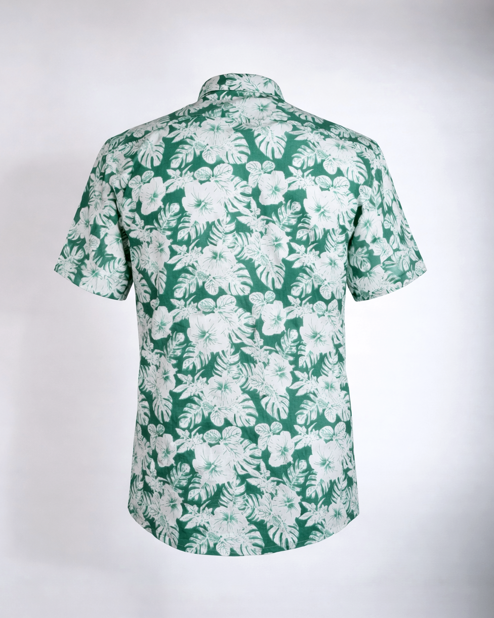 Verdant Bloom – Green Tropical Floral Cotton Shirt - Faboriq