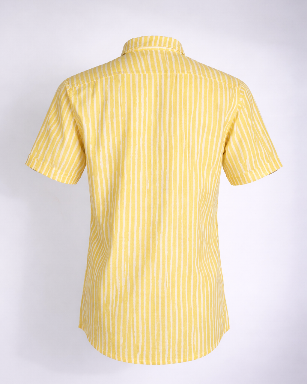 Sunlit Yellow Handcrafted Stripe Cotton Shirt - Faboriq