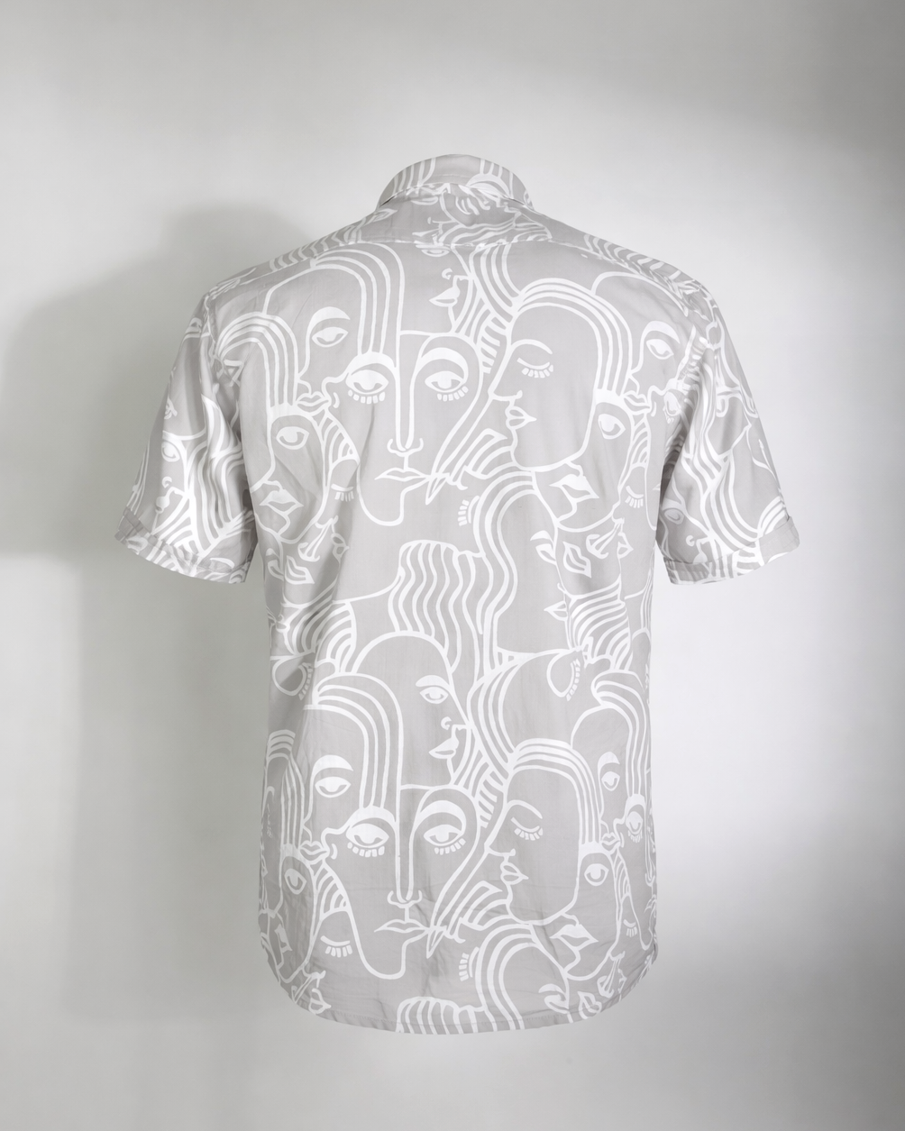 Ethereal Muse Printed Cotton Shirt – Grey - Faboriq