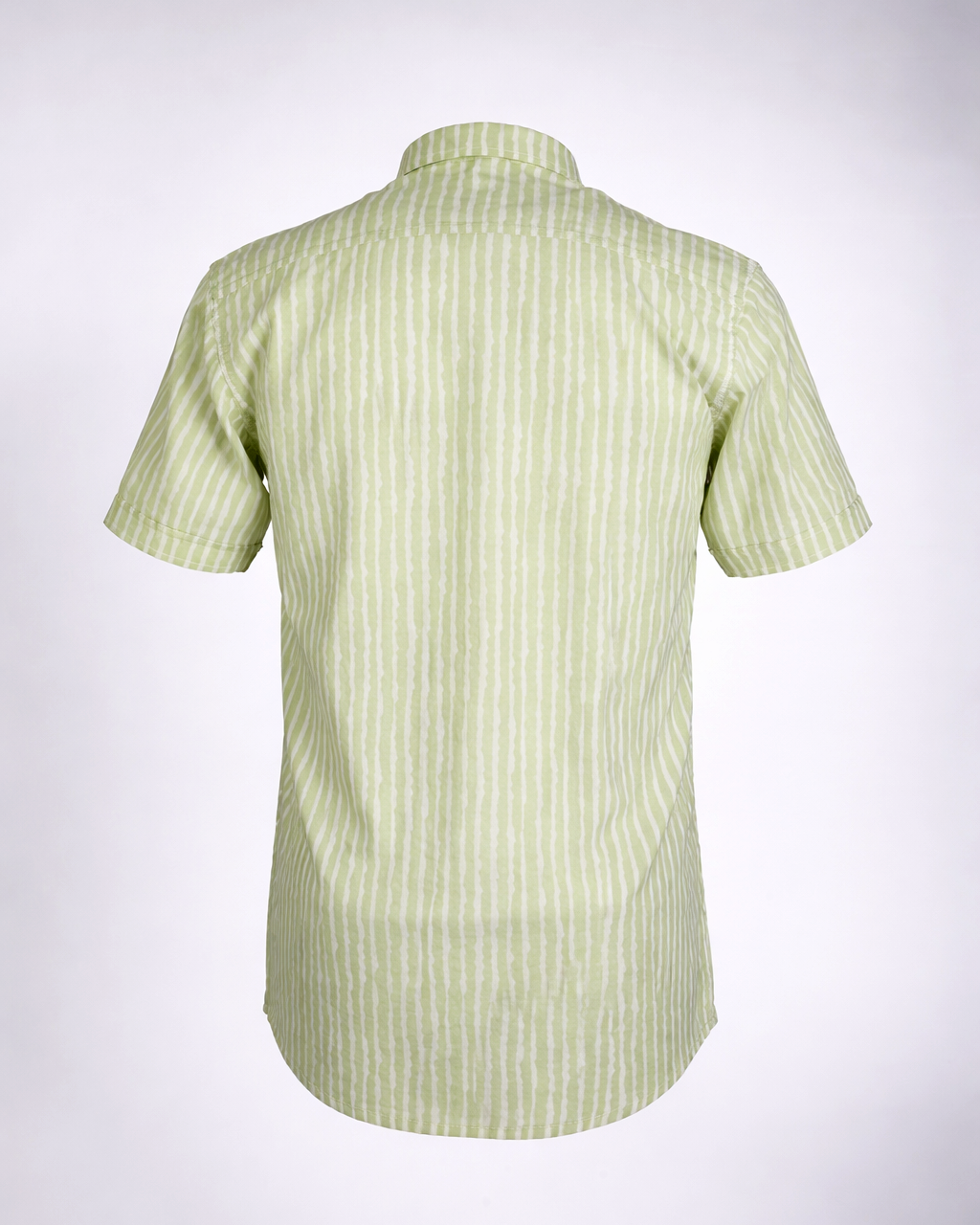 Mint Green Handcrafted Stripe Cotton Shirt - Faboriq