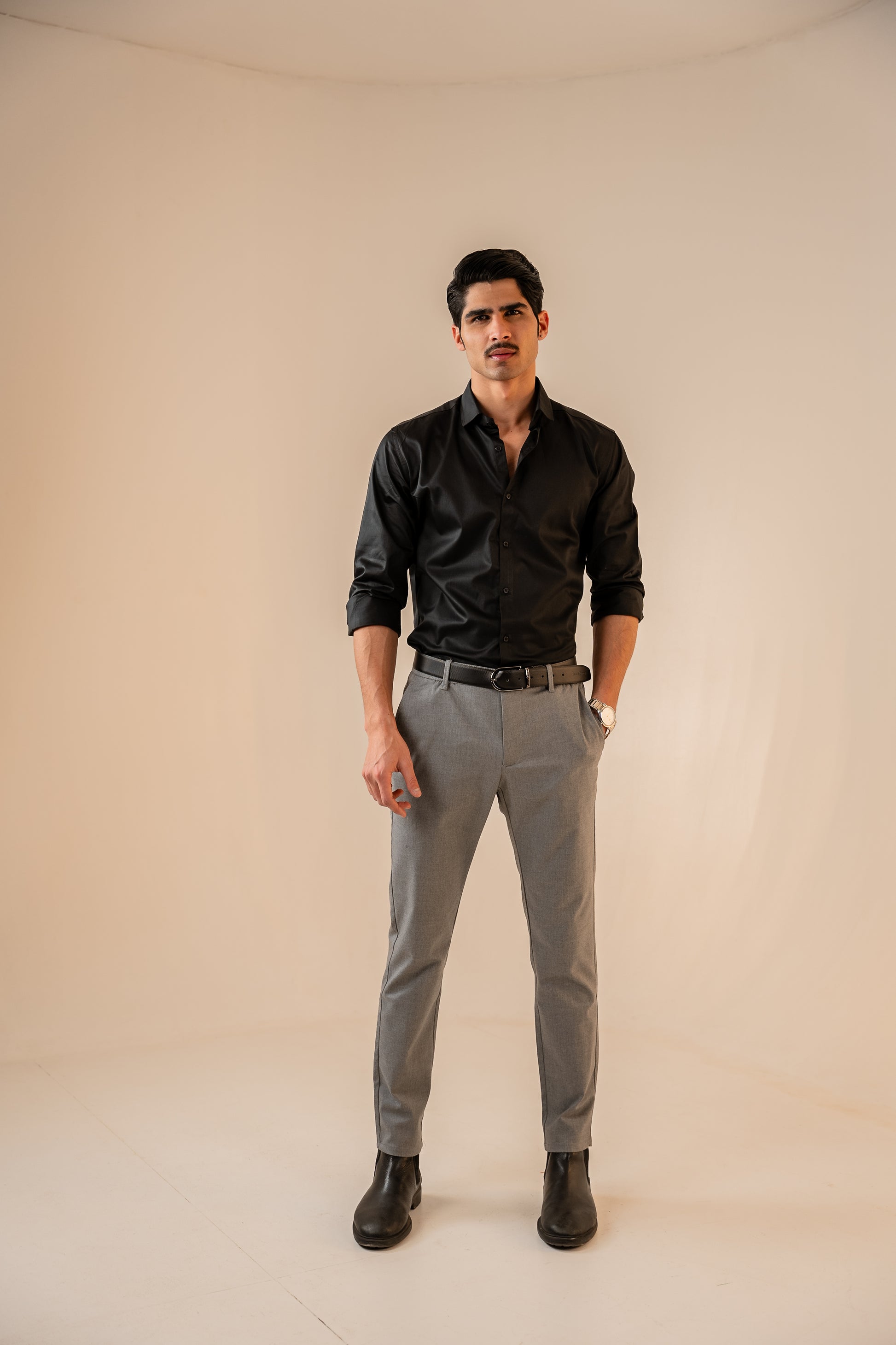 Black Elite Satin Shirt - Faboriq