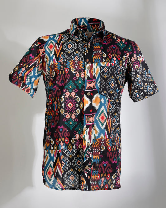 Tribal Mirage – Ikat Cotton Shirt - Faboriq