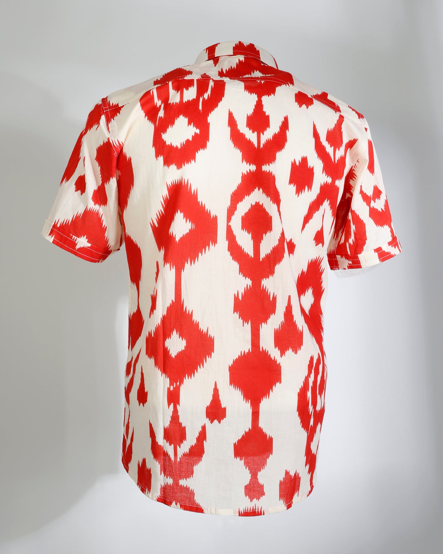 Red Ikat Cotton Shirt – Half Sleeve - Faboriq
