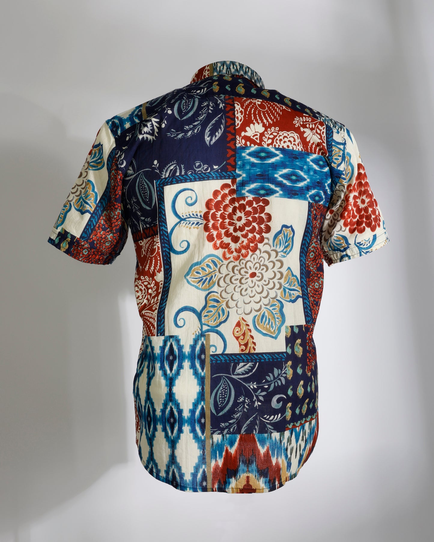Multicolor Patch Ikat & Floral Mix Shirt - Faboriq