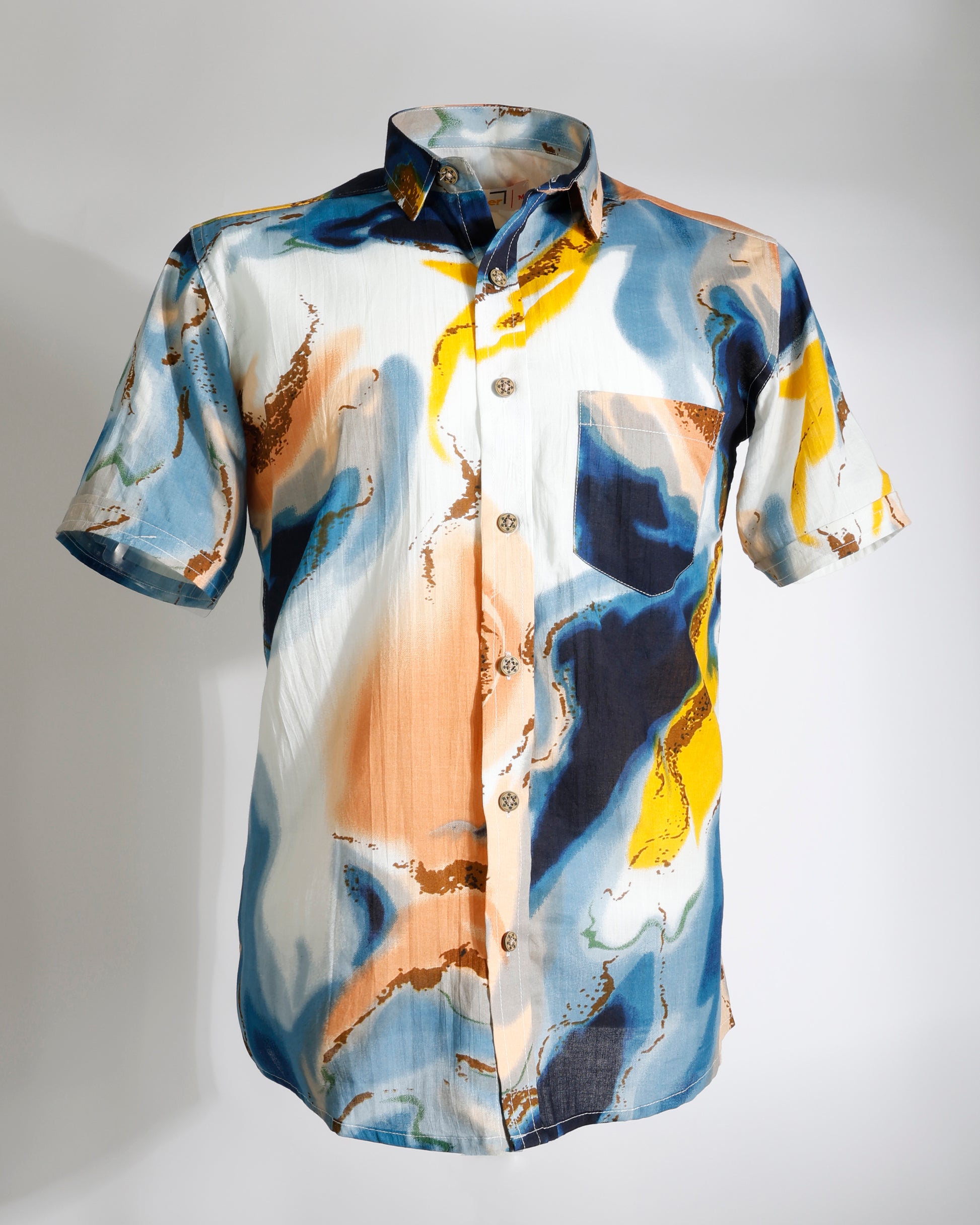 Abstract  Shirt – Blue & Yellow Splash - Faboriq