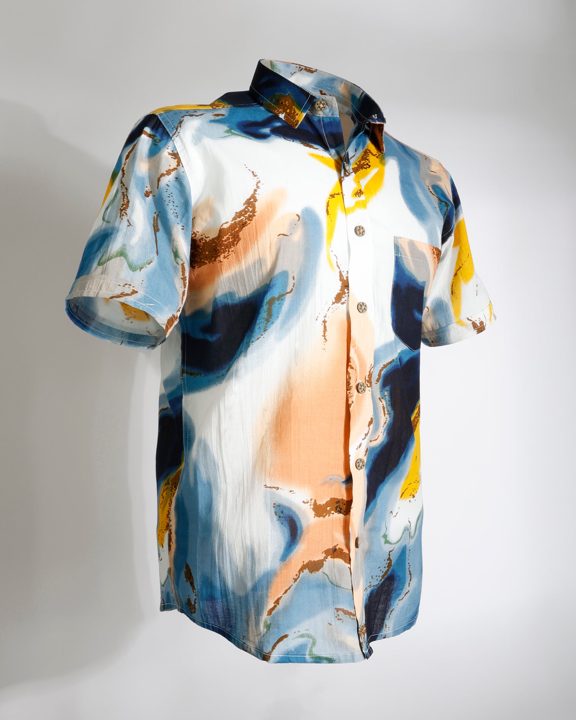 Abstract  Shirt – Blue & Yellow Splash - Faboriq