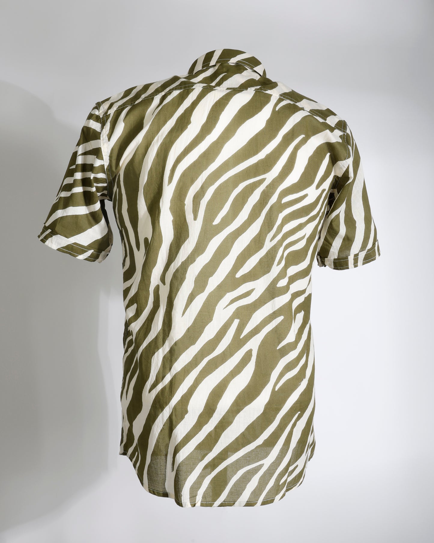 Zebra Print Cotton Shirt – Olive White - Faboriq