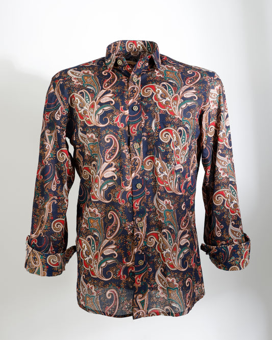 Royal Dusk – Classic Paisley Cotton Shirt - Faboriq