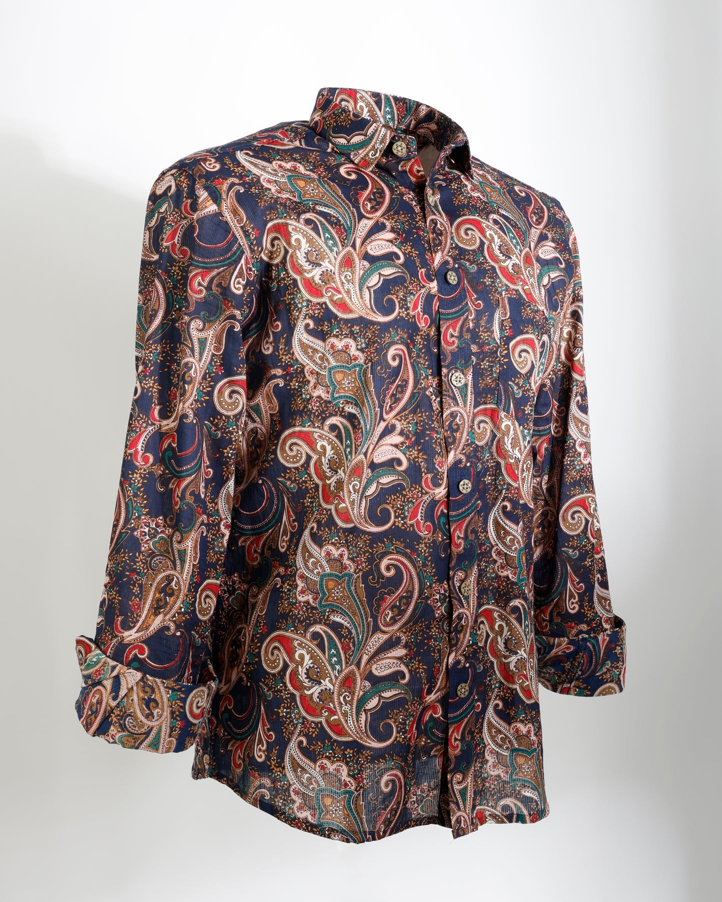 Royal Dusk – Classic Paisley Cotton Shirt - Faboriq