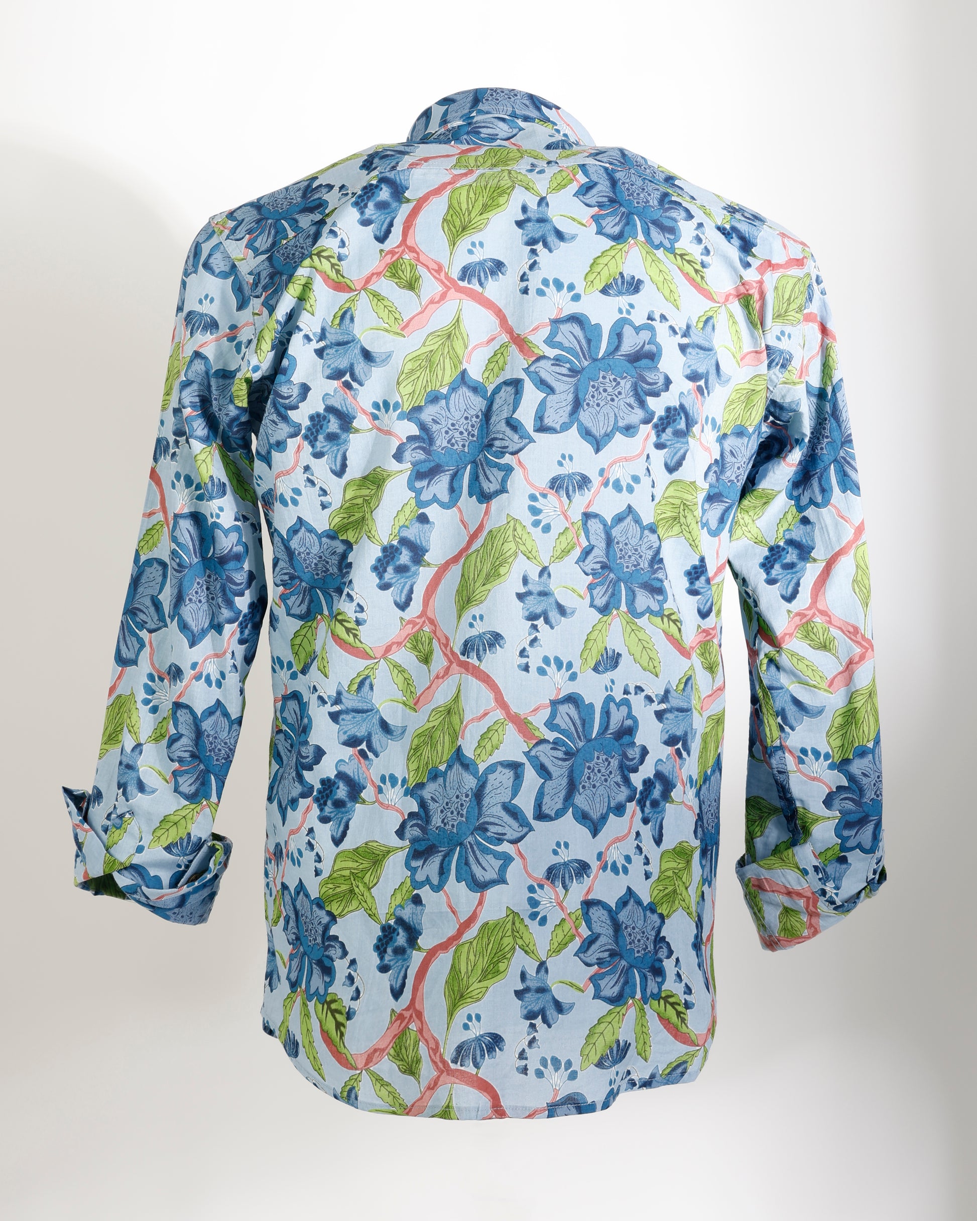 Azure Garden – Floral Cotton Shirt - Faboriq