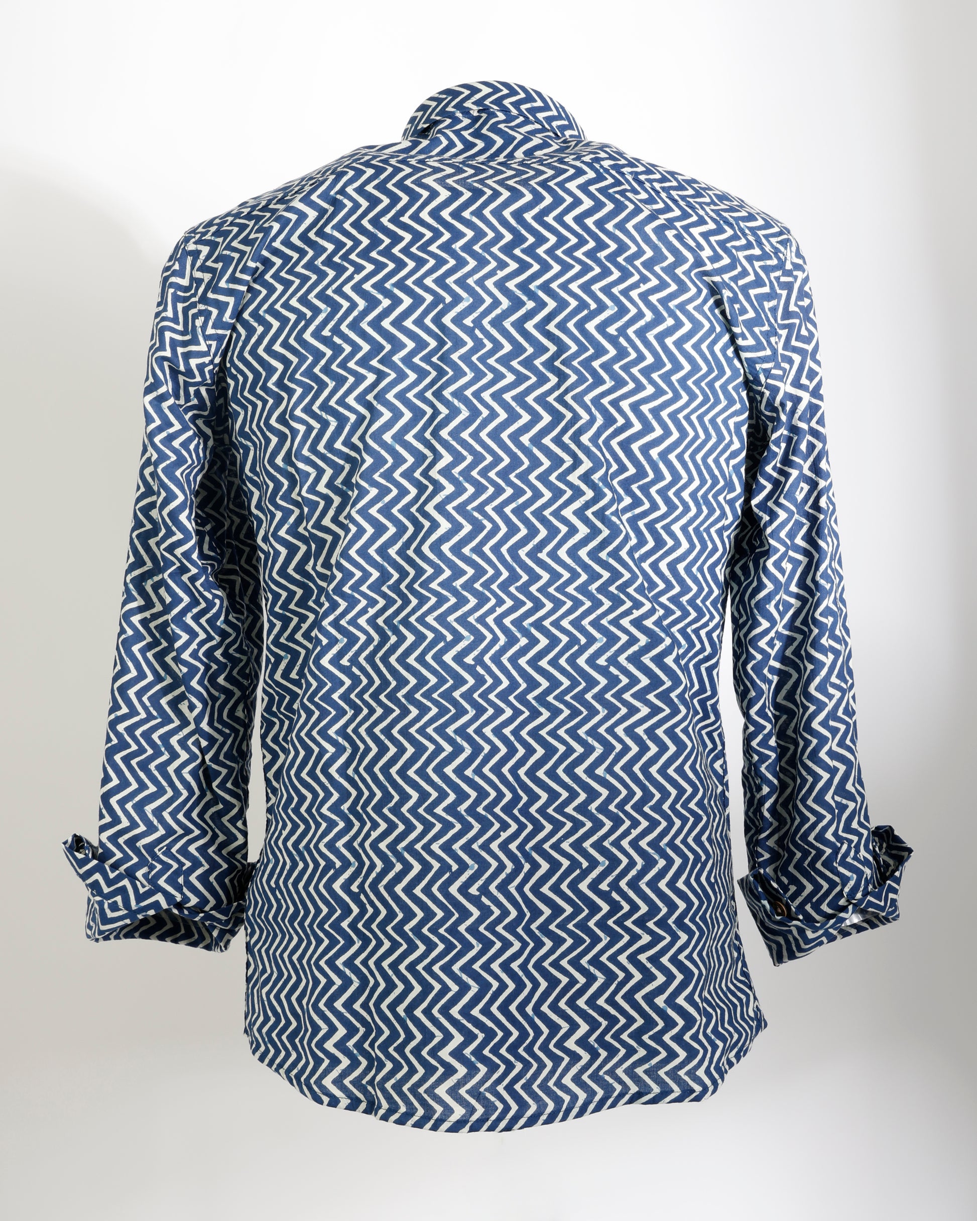 Indigo Rhythm – Zigzag Cotton Shirt - Faboriq