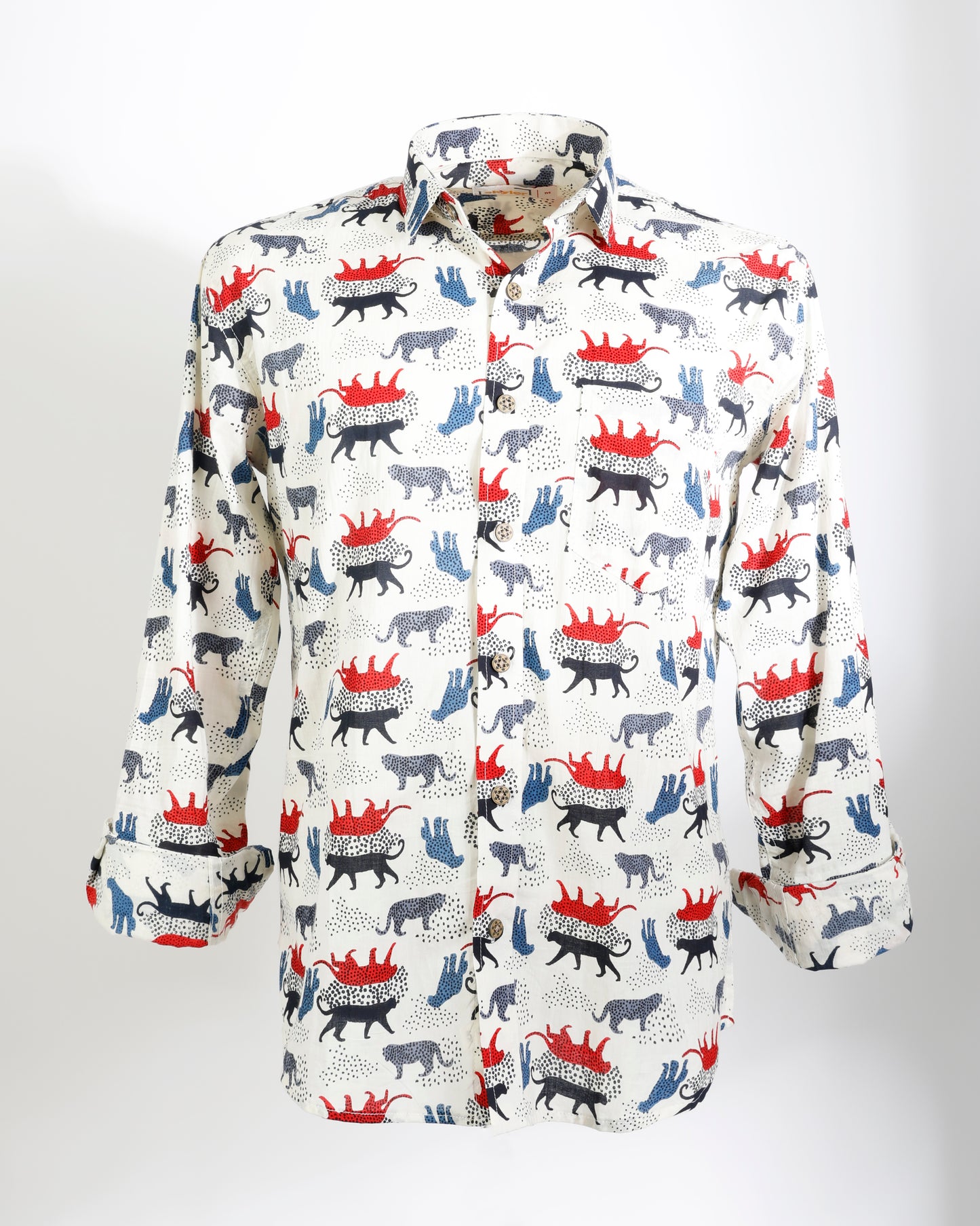 Savanna Story – Animal Motif Cotton Cambric Shirt - Faboriq