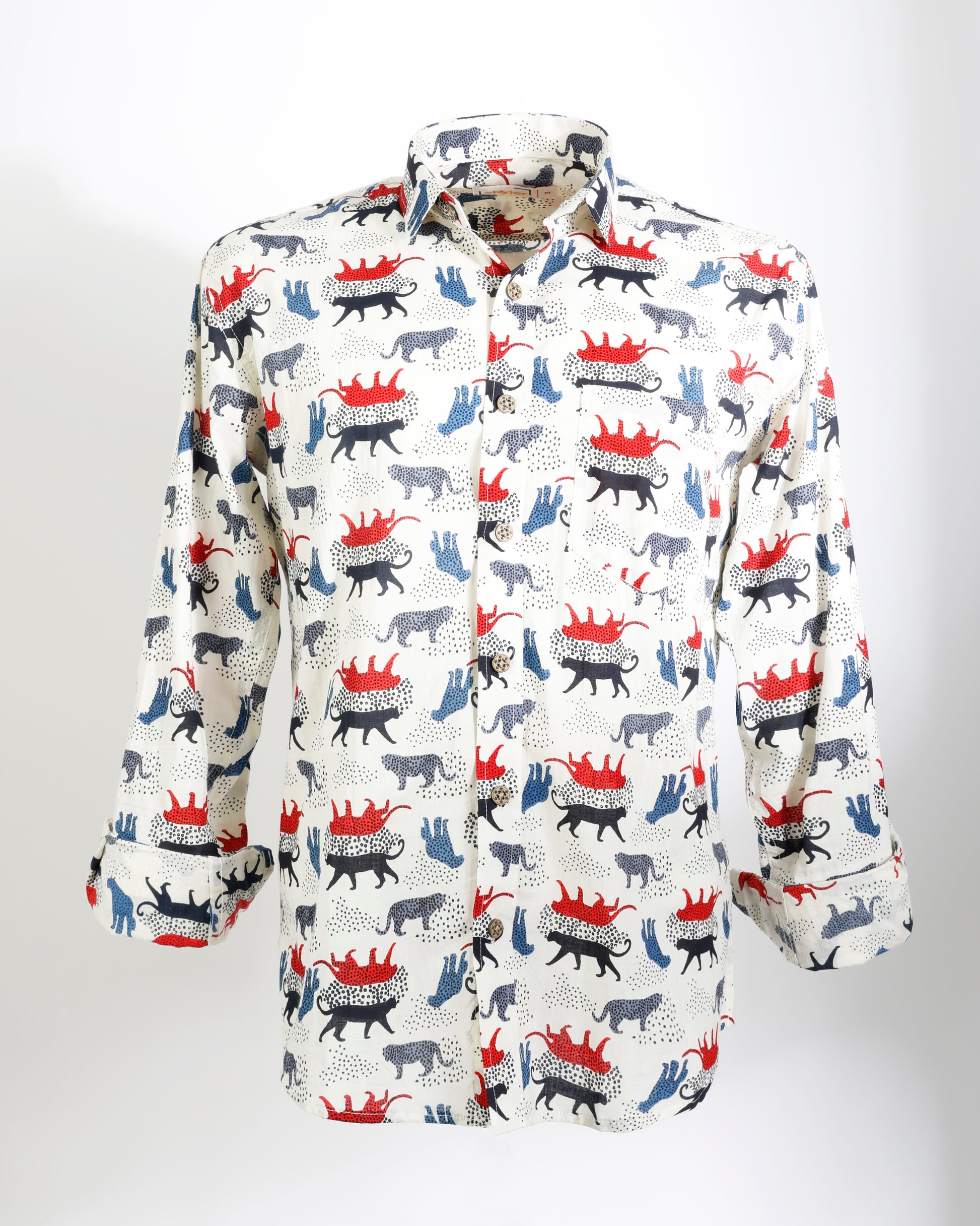 Savanna Story – Animal Motif Cotton Cambric Shirt - Faboriq