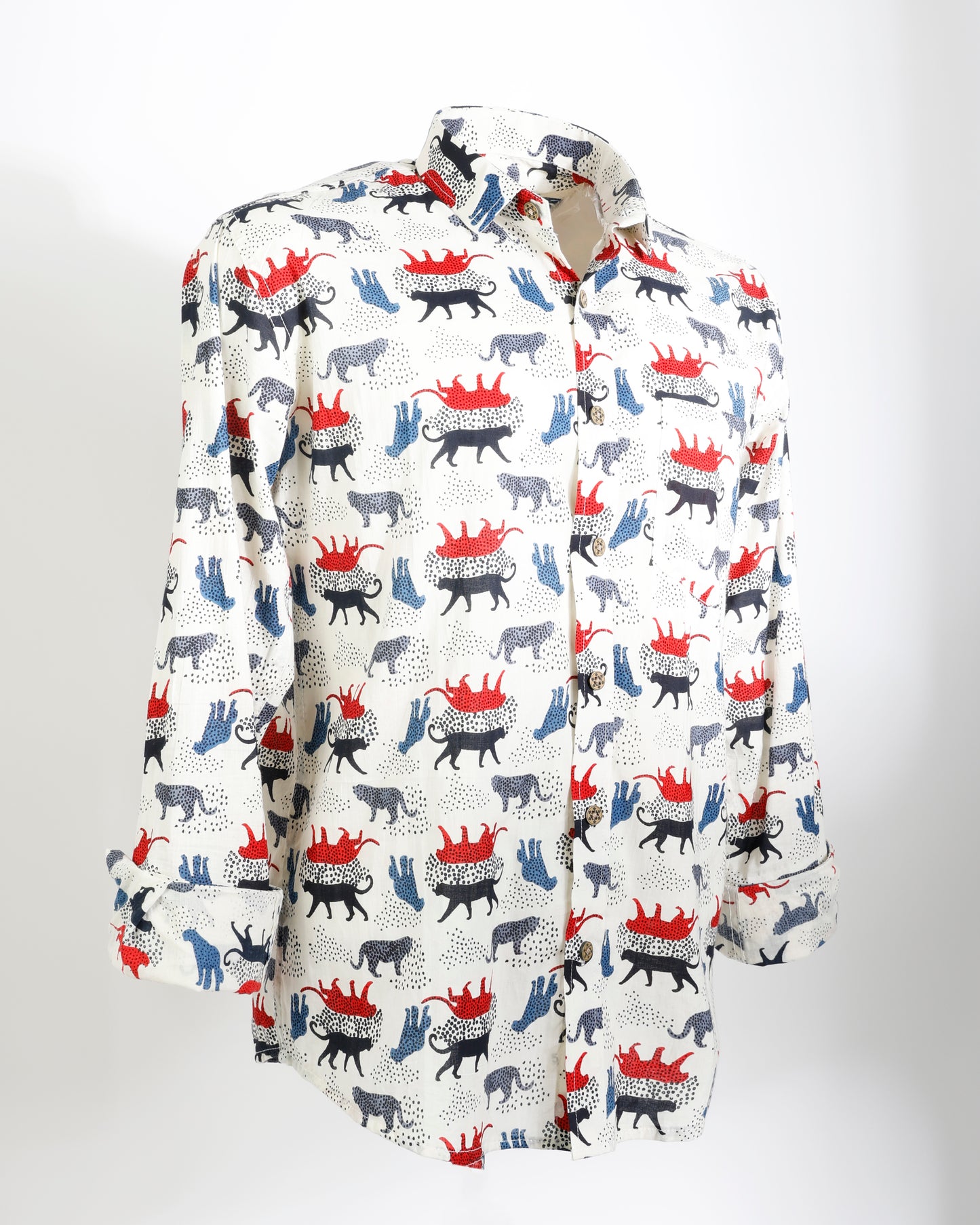 Savanna Story – Animal Motif Cotton Cambric Shirt - Faboriq