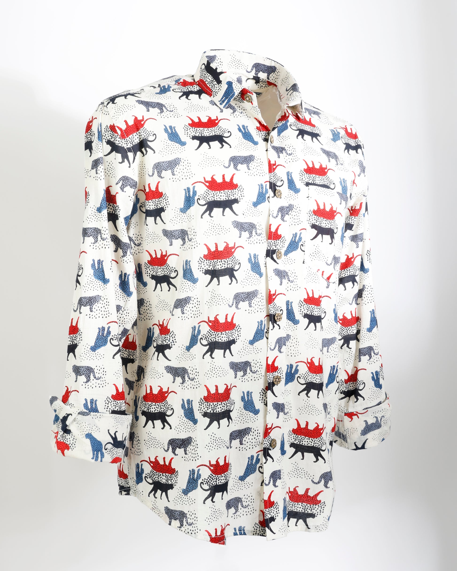 Savanna Story – Animal Motif Cotton Cambric Shirt - Faboriq