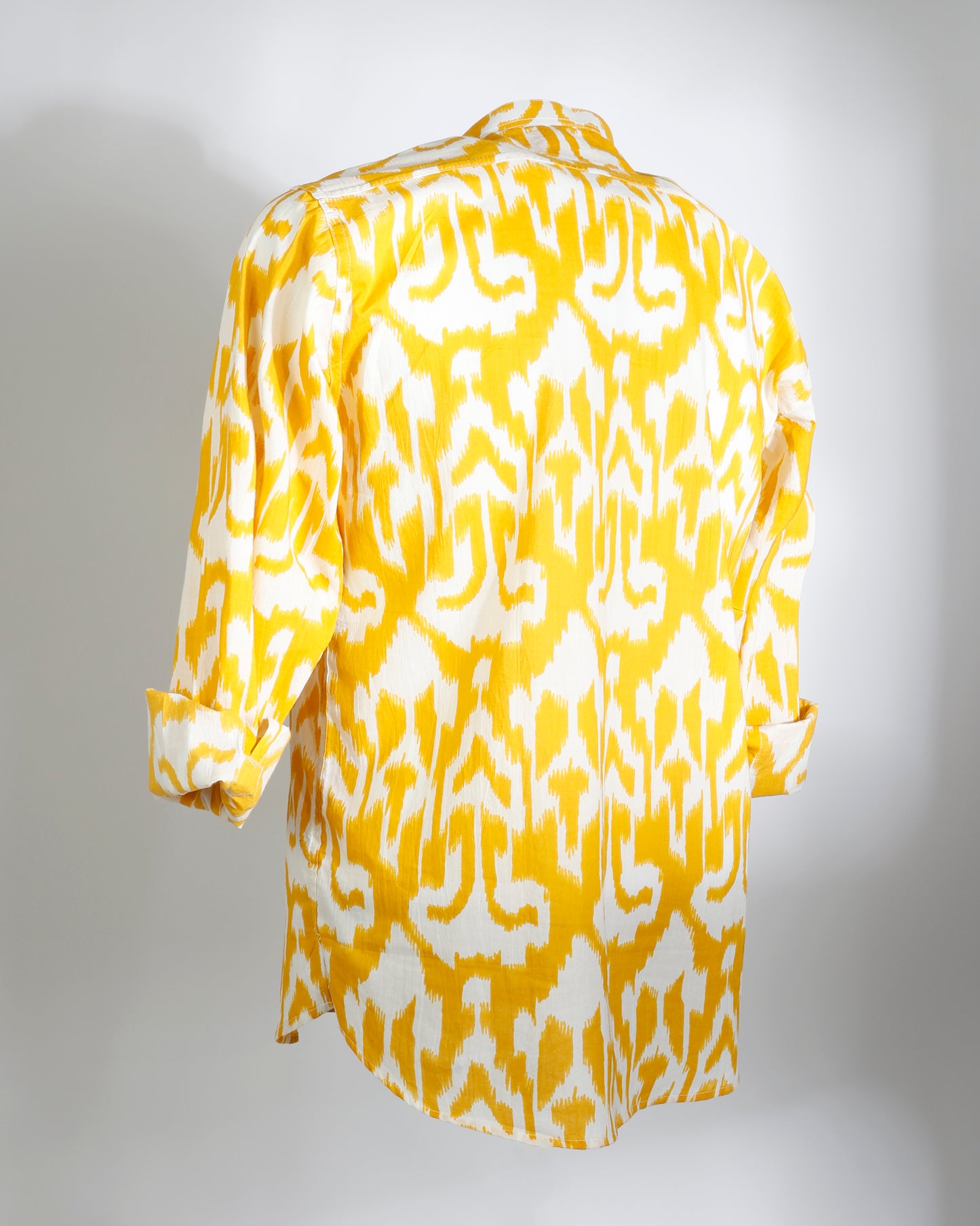 Golden Ikat – Mustard Yellow Cotton Short Kurta - Faboriq