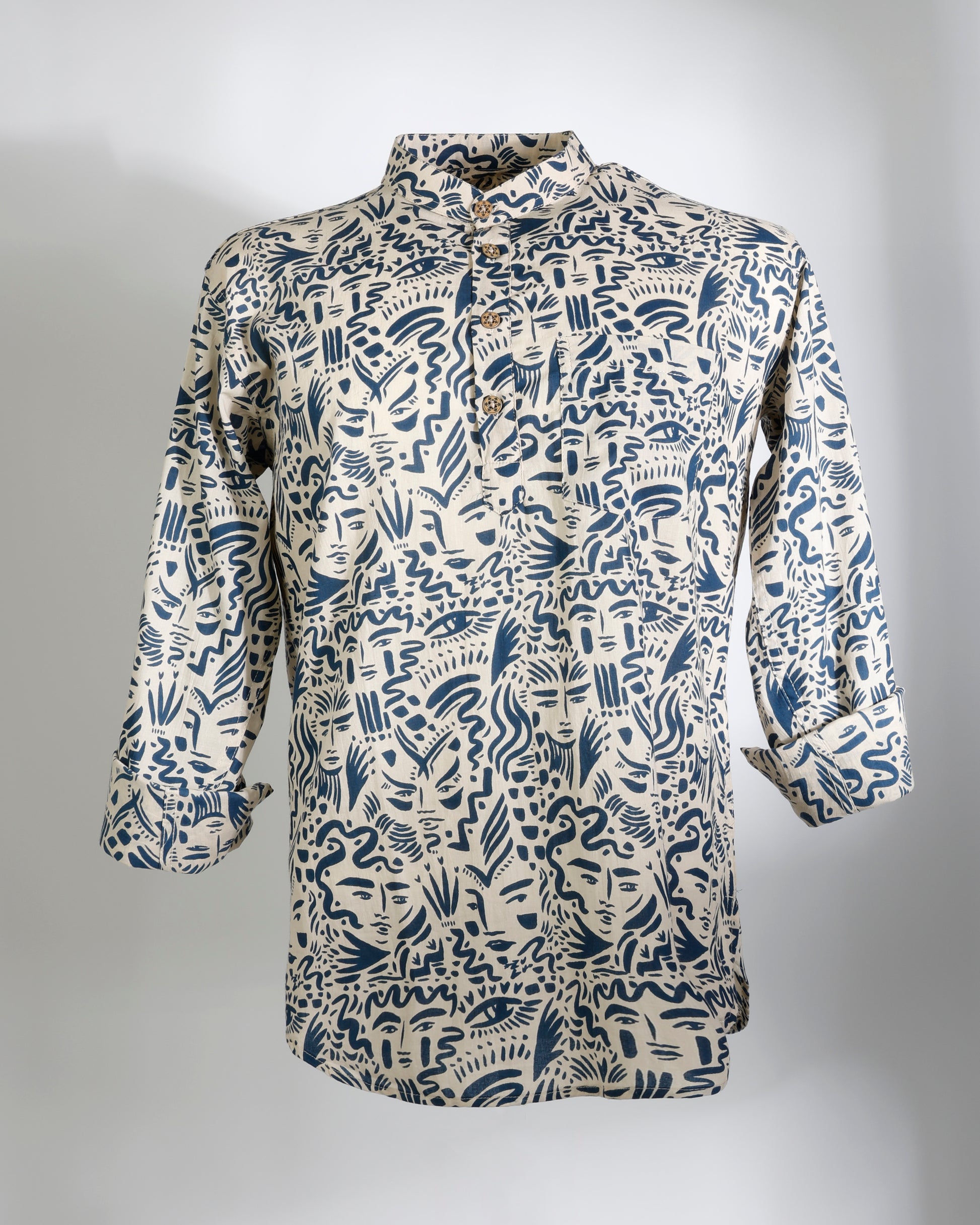 Abstract Muse – Contemporary Art Print Short Kurta - Faboriq