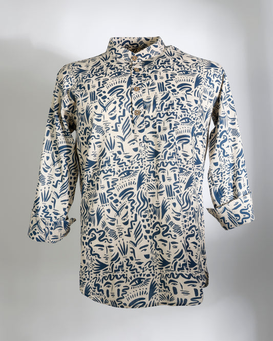 Abstract Muse – Contemporary Art Print Short Kurta - Faboriq