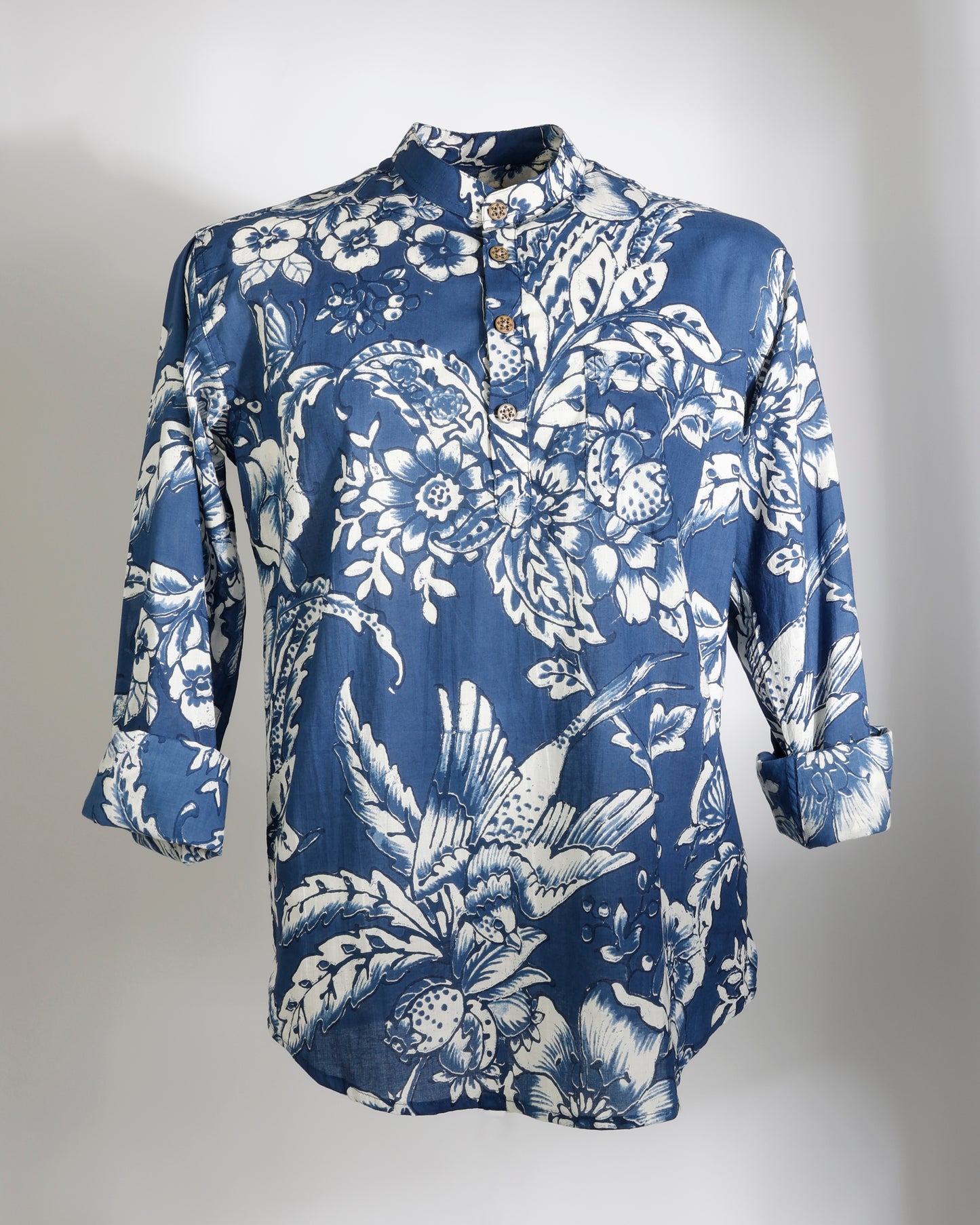 Indigo Garden – Floral Print Short Kurta - Faboriq