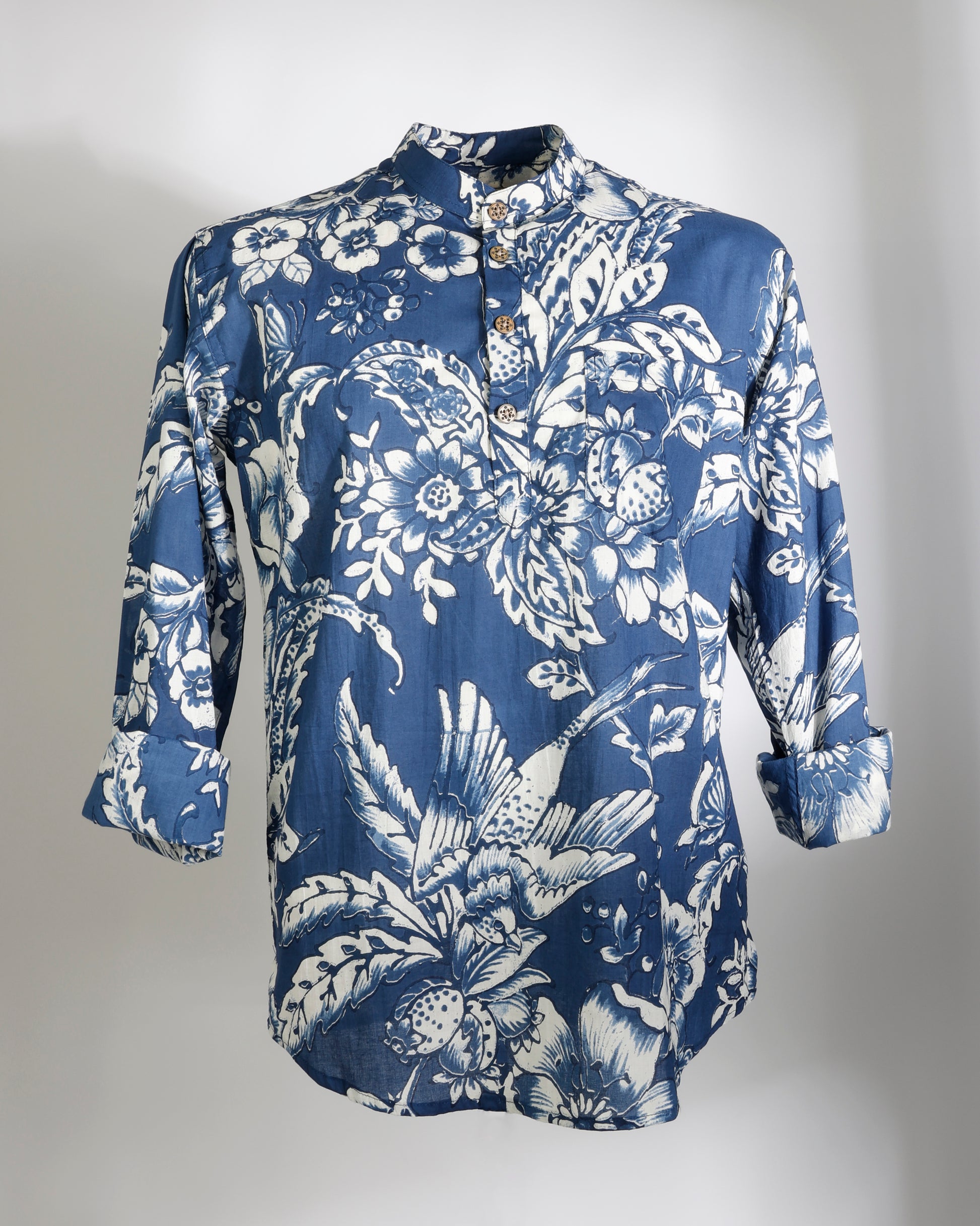 Indigo Garden – Floral Print Short Kurta - Faboriq