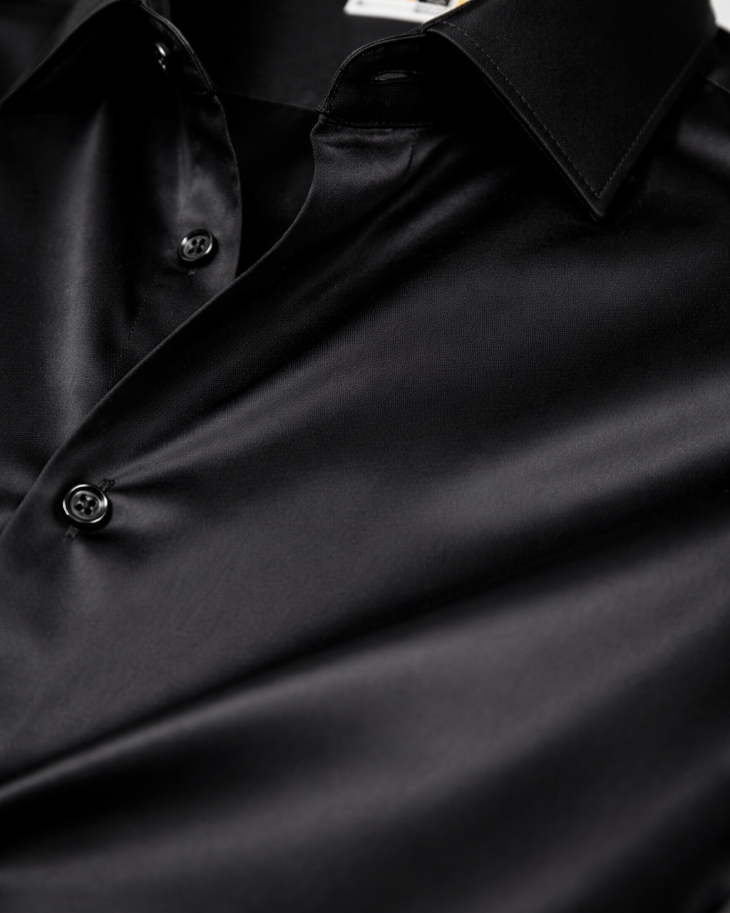 Black Elite Satin Shirt - Faboriq
